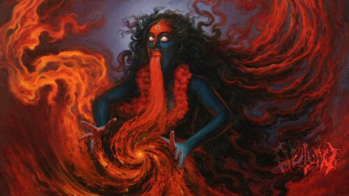 Goddess Kali Fierce Fire Dark Art 4K Desktop Wallpaper