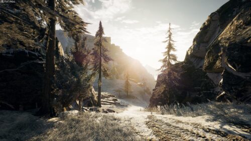 Breathtaking Snowy Mountain Forest Landscape at Sunrise 4K Wallpaper