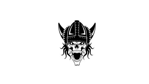 Minimalist Viking Skull Warrior Graphic Art Desktop Wallpaper