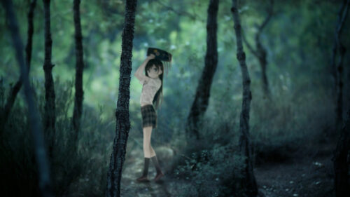 Anime Girl in Mysterious Dark Forest 4K PC Wallpaper