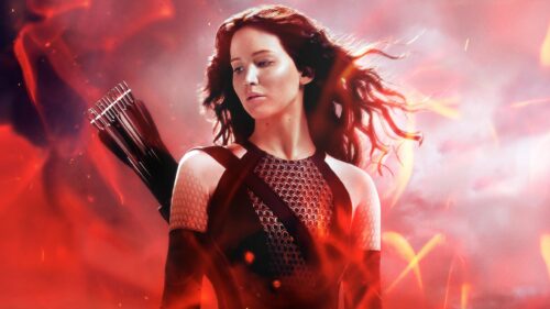 Katniss Everdeen The Hunger Games Fiery Portrait 4K Desktop Wallpaper