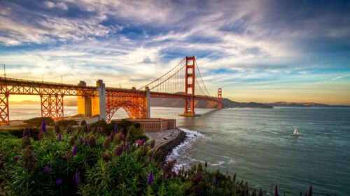 Stunning Golden Gate Bridge Sunset Over San Francisco Bay 4K Wallpaper