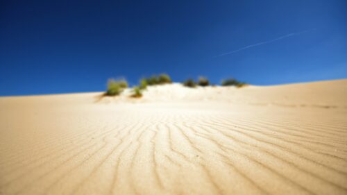 Stunning Golden Sand Dunes Under Clear Blue Sky 4K Desktop Wallpaper