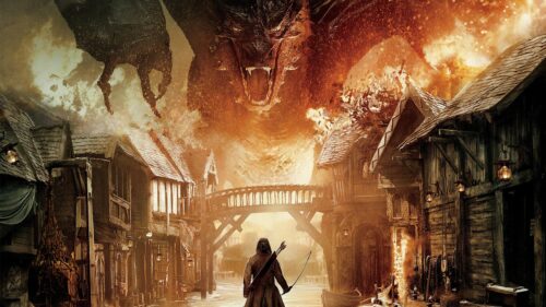 Smaug The Dragon Attacking Laketown Fantasy 4K Wallpaper