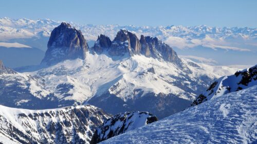 Breathtaking Snowy Dolomites Mountain Range Landscape PC Wallpaper