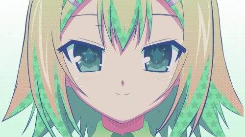 Cute Anime Girl Close Up with Starry Green Eyes PC Wallpaper