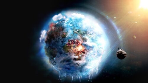 Surreal Fantasy Planet with Flowers and Fire Space 4K Wallpaper