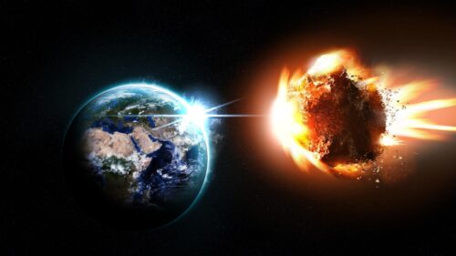Dramatic Asteroid Impacting Earth Space Art 4K Wallpaper