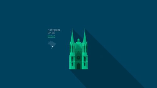 Minimalist Catedral da Sé São Paulo Brazil Vector Art PC Wallpaper
