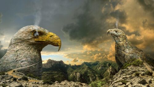 Surreal Stone Eagle Mountain Landscape Artistic PC Wallpaper