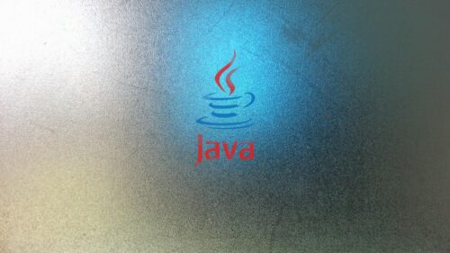 Minimalist Java Programming Language Logo on Brushed Metal Texture PC Wallpaper