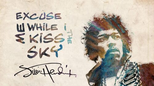Jimi Hendrix Watercolor Art Excuse Me While I Kiss The Sky PC Wallpaper