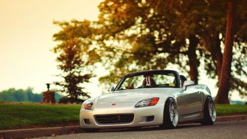 Silver Honda S2000 Convertible Sports Car Scenic Roadside PC Wallpaper