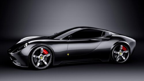 Sleek Black Ferrari Supercar Concept Studio Photography 4K Wallpaper