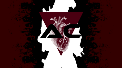 Abstract Anatomical Heart and AC Monogram Dark Aesthetic PC Wallpaper