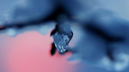 Macro Photography of Melting Icicle at Sunset Desktop Wallpaper