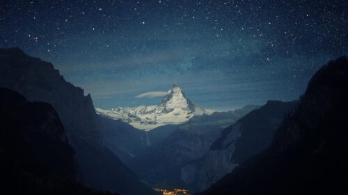 Breathtaking Matterhorn Peak Under Starry Night Sky Desktop Wallpaper