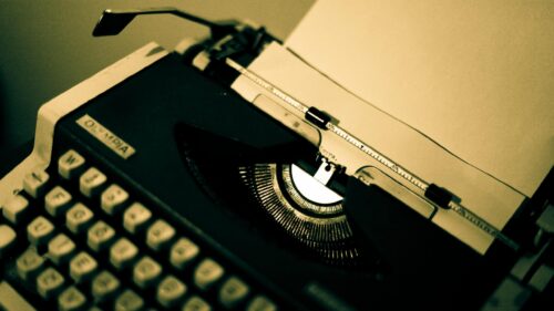 Vintage Olympia Typewriter Aesthetic Macro Desktop Wallpaper