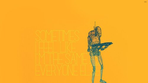 Minimalist Star Wars B1 Battle Droid Quote Illustration PC Wallpaper