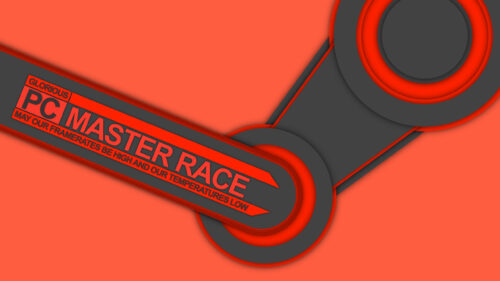 Glorious PC Master Race Gaming Emblem Red and Grey 4K Wallpaper