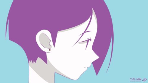 Minimalist Anime Girl Profile Purple Hair Aesthetic Desktop Wallpaper