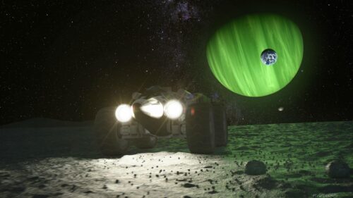 Futuristic Space Rover Exploring Alien Planet Landscape 4K Wallpaper
