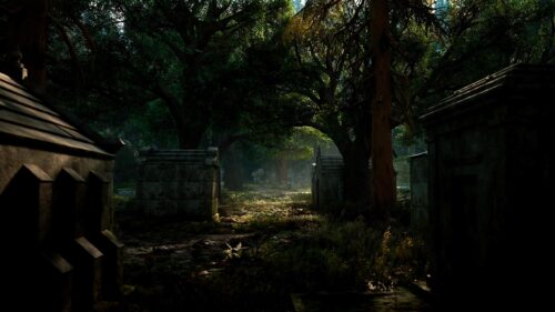 Mysterious Ancient Stone Tombs in Enchanted Forest PC Wallpaper
