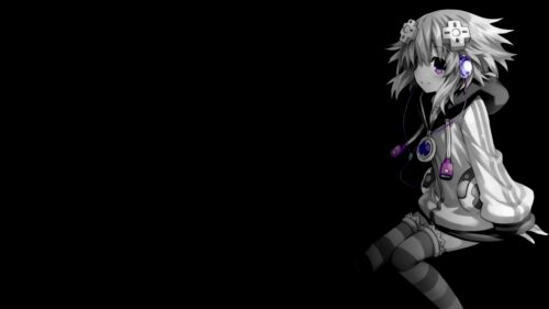 Neptune Hyperdimension Neptunia Minimalist Black Background PC Wallpaper