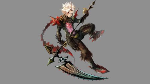 Anime Warrior with Scythe Fantasy Character 4K Desktop Wallpaper