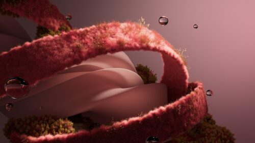 Abstract Pink Furry Surreal Landscape 4K Desktop Wallpaper