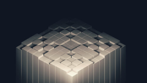 Minimalist 3D Cube Grid Abstract Structure 4K PC Wallpaper