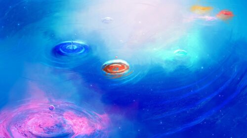 Abstract Blue Water Ripple Effect with Cosmic Light Desktop Wallpaper