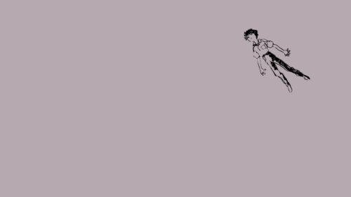 Minimalist Anime Boy Floating in Void Aesthetic PC Wallpaper