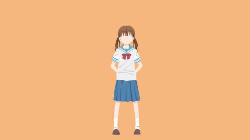 Minimalist Anime Girl in School Uniform Pastel Orange Background PC Wallpaper