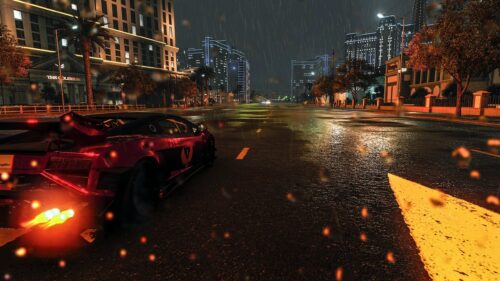 Lamborghini Gallardo Night City Rain Street Racing PC Wallpaper