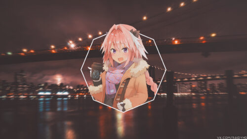 Astolfo Anime Girl Winter Night City Skyline 4K PC Wallpaper