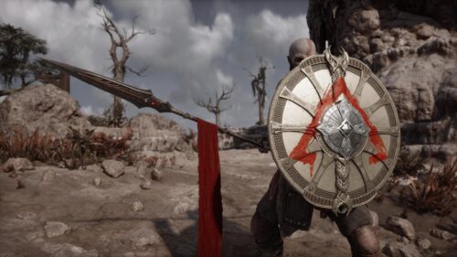 Kratos with Draupnir Spear and Shield God of War Ragnarok PC Wallpaper
