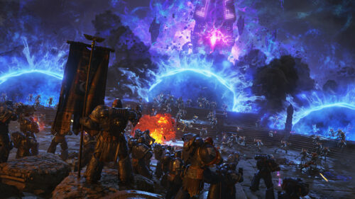 Epic Warhammer 40000 Space Marines Battle Scene 4K Wallpaper