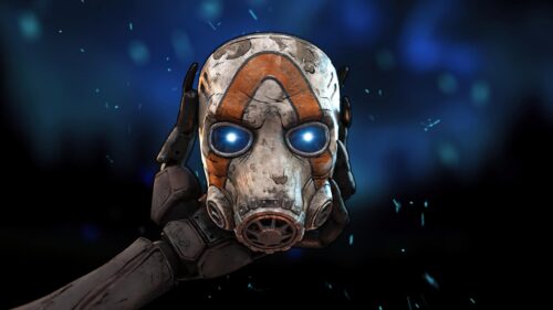 Borderlands Psycho Mask Glowing Blue Eyes 4K PC Wallpaper