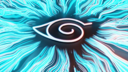 Neon Naruto Konoha Hidden Leaf Symbol Glowing Blue Desktop Wallpaper