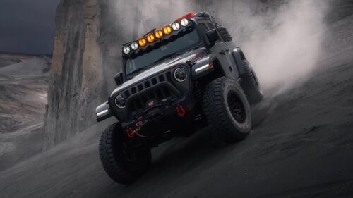 Aggressive Black Jeep Wrangler Rubicon Off Road Desktop Wallpaper