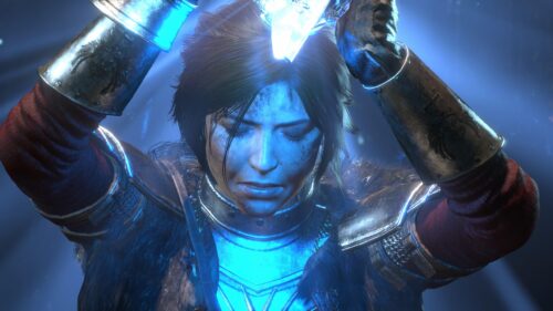 Lara Croft Tomb Raider Mysterious Blue Magic PC Wallpaper