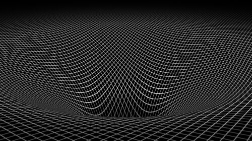 Abstract 3D Warp Grid Gravity Field Monochrome PC Wallpaper