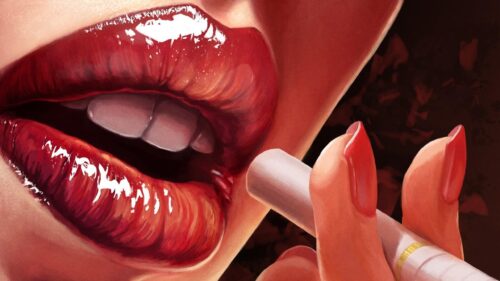 Stunning Glossy Red Lips and Lipstick Fashion Digital Art Desktop Wallpaper