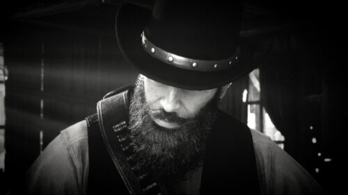 Black and White Cowboy Portrait Red Dead Redemption Style PC Wallpaper