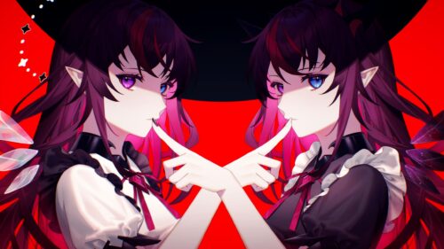 Anime Girl Mirror Reflection Red Background Aesthetic PC Wallpaper