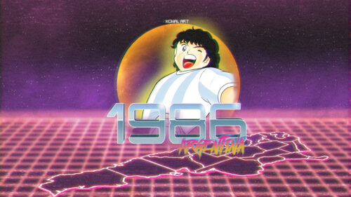 Captain Tsubasa 1986 Argentina Retro Synthwave PC Wallpaper