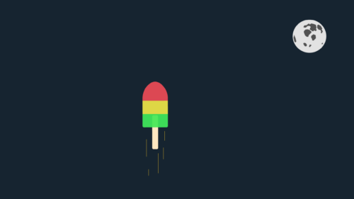 Minimalist Popsicle Rocket Launching Into Night Sky Desktop Wallpaper