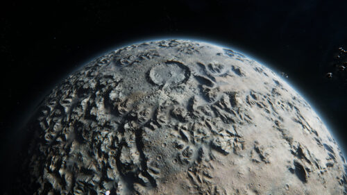 Stunning View of a Barren Cratered Moon in Deep Space 4K Wallpaper