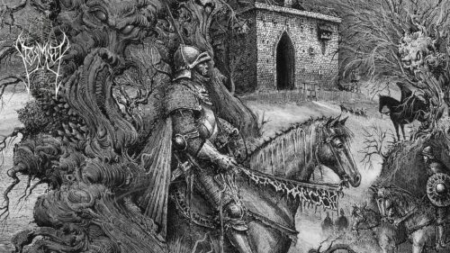 Dark Fantasy Knight Riding Horse in Haunted Forest Desktop Wallpaper